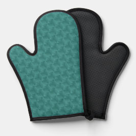 Luvas de forno azul-petróleo com um padrão hexagon