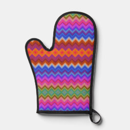 Luvas de forno coloridas com um padrão vibrante em