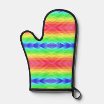 Luvas de forno de cores vibrantes com um arco-íris