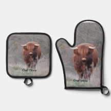 Luvas e Suporte de Panela Personalizados de Vaca d