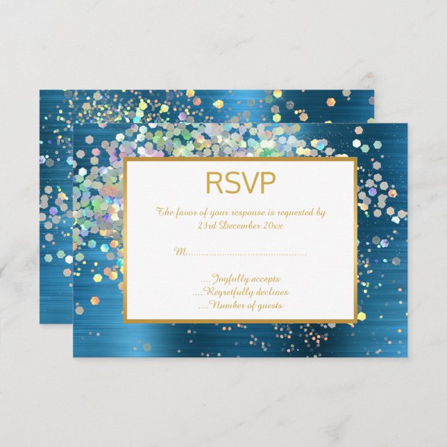 LUXE BLUE RAINBOW HOLOGRAPHIC SPOT RSVP (Frente/Verso)