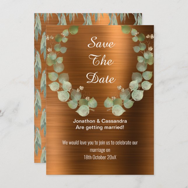 LUXE BRONZE EUCALYPTUS WREATH SALVE A DATA (Frente/Verso)
