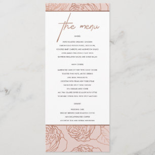 LUXE ELEGANTE PINCO BRANCO ROSE DOURADO MENU FLORO