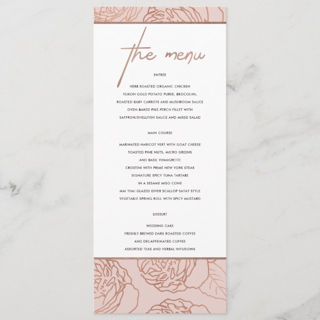LUXE ELEGANTE PINCO BRANCO ROSE DOURADO MENU FLORO (Frente)