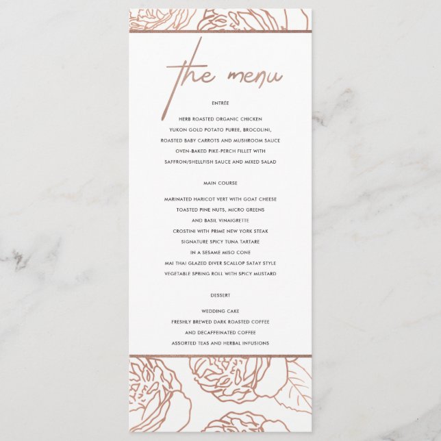 LUXE ELEGANTE PINCO BRANCO ROSE DOURADO MENU FLORO (Frente)