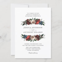 Luxe Floral Acentos Monogramas Convite de Casament