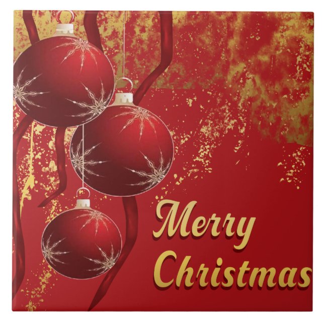 Luxe Vermelho & Dourado Decoração de Natal (Frente)