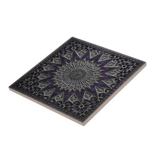 Luxo 3D Gótico Roxo e Preto Zellij Marroquino