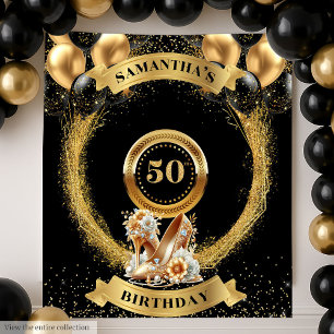 Luxo 50º aniversário Tapeçaria Preta Dourada Altur