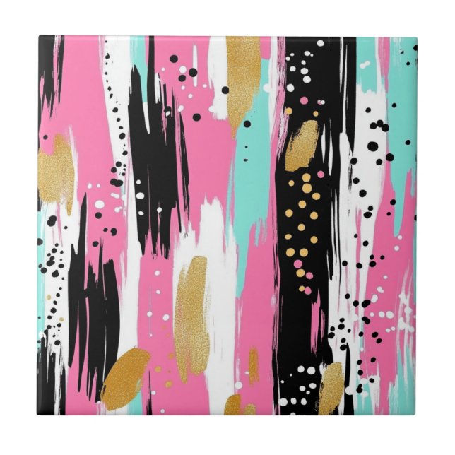 Luxo Abstrato Rosa Bege Dourado Menta (Frente)