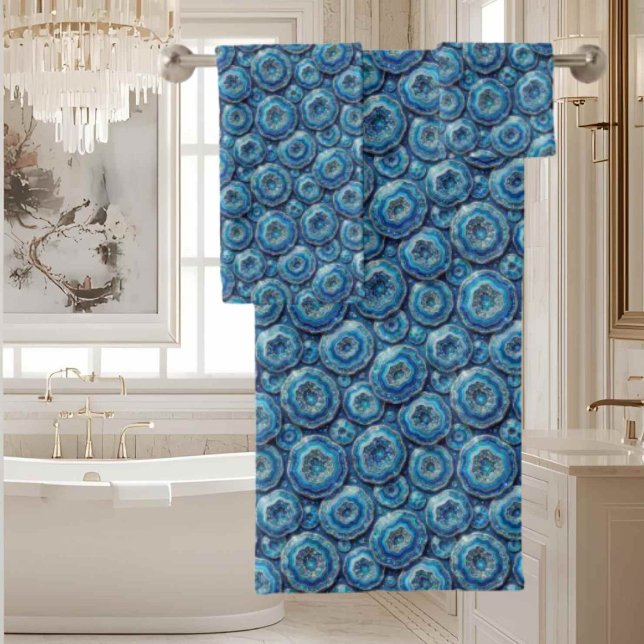 Luxo Ágata | Conjunto de Toalhas Geodo - Azul Ocea (Criador carregado)