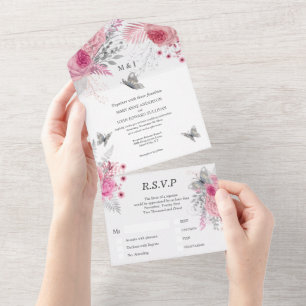 Lúxo branco cor-de-rosa rosa glam borboleta