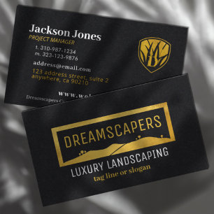 Luxo Dourado em Cartões de visitas Black Landscap