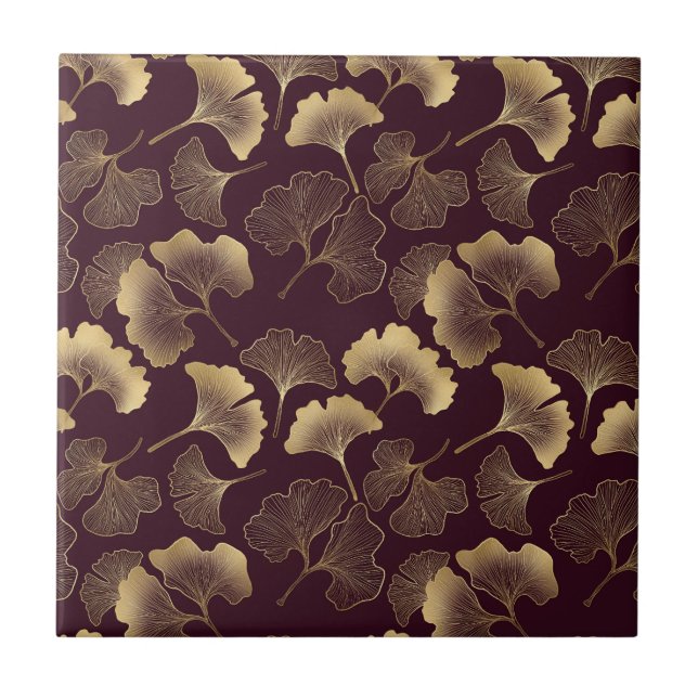 Luxo Dourado Ginkgo Borgonha (Frente)