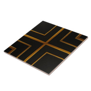 Luxo Dourado Preto Geométrico Barra Decoração Inc