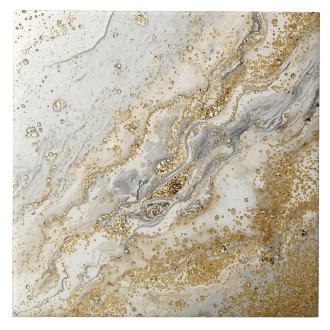 Luxo, Elegante, Padrão Moderno Dourado Cinza (Frente)