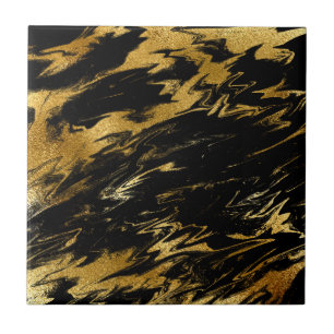 Luxo Elegante Preto e Amarelo Abstrato Aquarela
