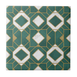 Luxo em Azul Turquesa e Dourado Geométrico Art Déc