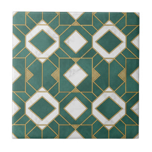 Luxo em Azul Turquesa e Dourado Geométrico Art Déc