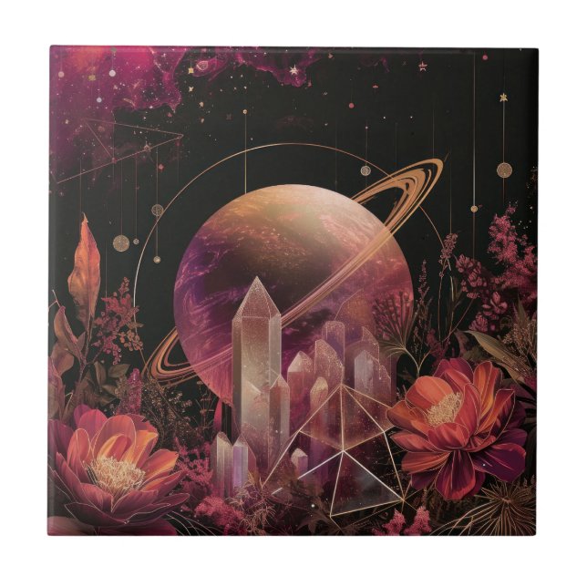 Luxo Galáxia Planeta Dourado Espaço Roxo (Frente)