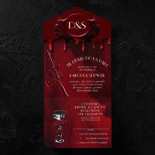 Luxo Gótico Casamento de sangue preto e vermelho
