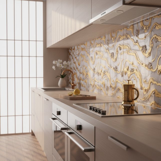 Luxo Líquido Dourado & Design de Mármore Branco (Criador carregado)