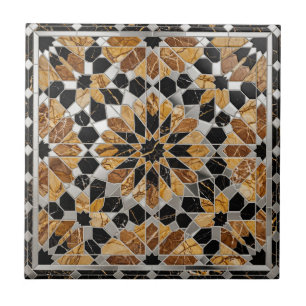 Luxo Moderno Preto Dourado Mármore Prata Marroquin