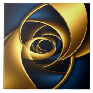 Luxo Ouro e Azul Marinho Espiral Abstrato Elegant