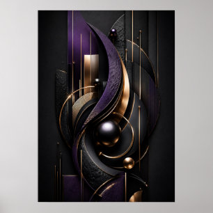 Luxo Poster Abstrato 3D Midnight Violet