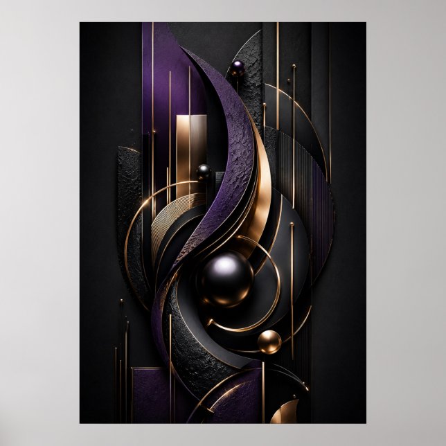 Luxo Poster Abstrato 3D Midnight Violet (Frente)