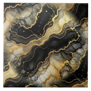 Luxo Preto, Branco e Dourado Mármore Tinta Álcool