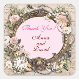 Luxo Rosa Moderno Adicione Seu Texto Adesivo Quadr