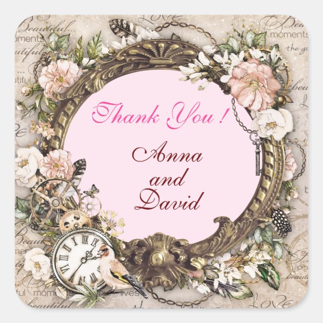 Luxo Rosa Rosa Moderna Adicione Seu Texto Adesivo  (Frente)