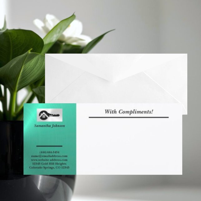 Luxo Turquesa Chave Preta Com Bilhete de Agradecim (Criador carregado)