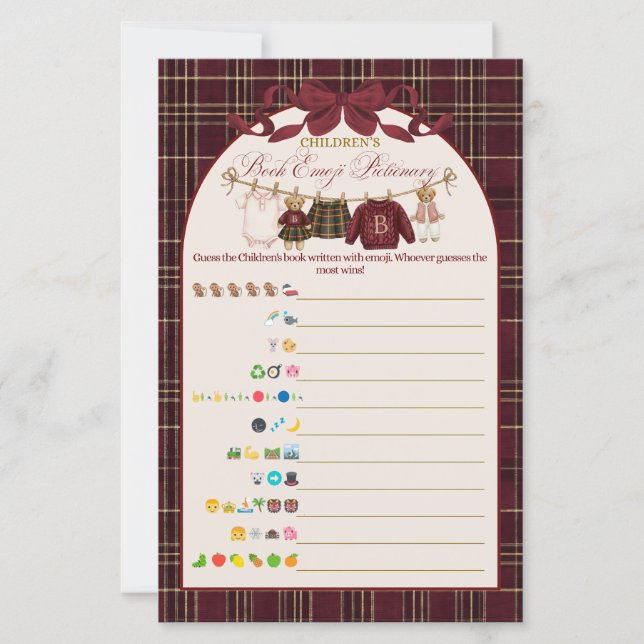 Luxsary Teddy Baby Shower Girl Plaid Game (Frente)