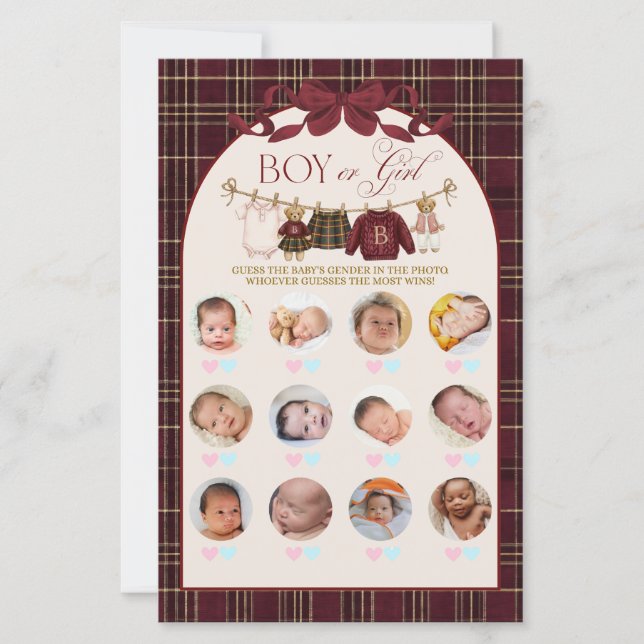 Luxsary Teddy Baby Shower Girl Plaid Game (Frente)