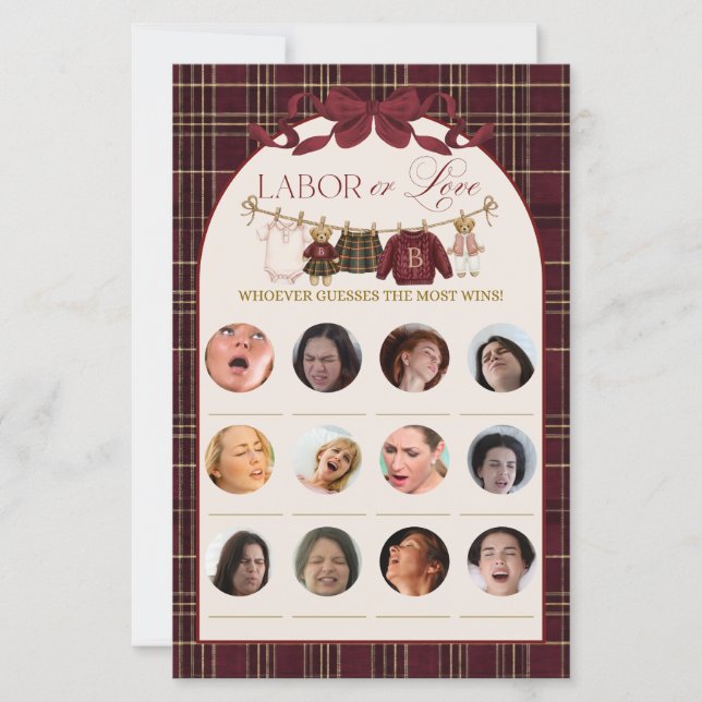 Luxsary Teddy Baby Shower Girl Plaid Game (Frente)