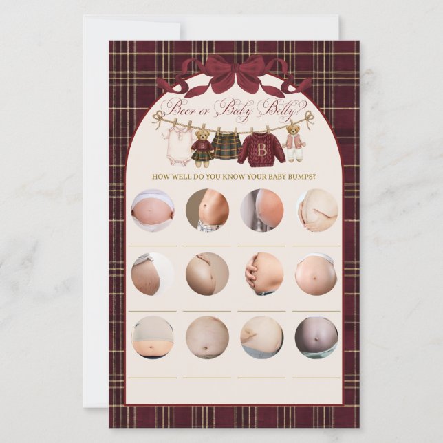 Luxsary Teddy Baby Shower Girl Plaid Game (Frente)