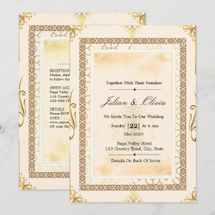 Luxuoso Conjunto de Convite de Casamento em Creme