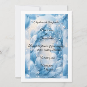 Luxuoso convite de casamento azul com Arco de Pena