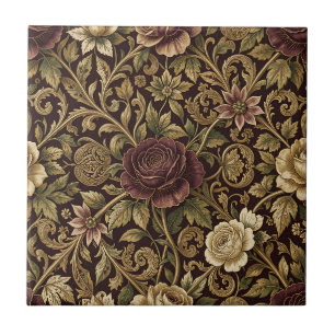 Luxuoso padrão floral de videira em rosa dourado d