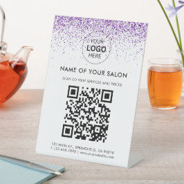 Luxúria brilha púrpura Sinal de pedestal de salão