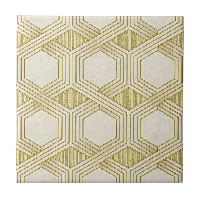 Luxurious Gold Hexagon Pattern - Marble Texture (Frente)