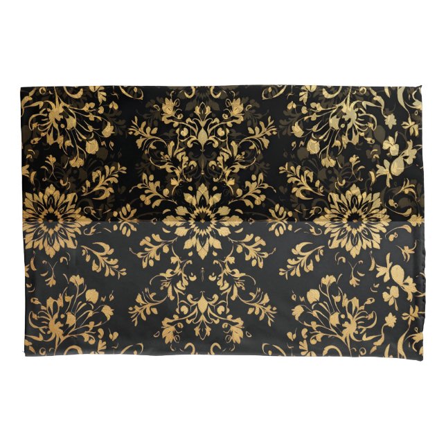 Luxurious style Pillow case black yellow pattern  (Frente-Esquerda)