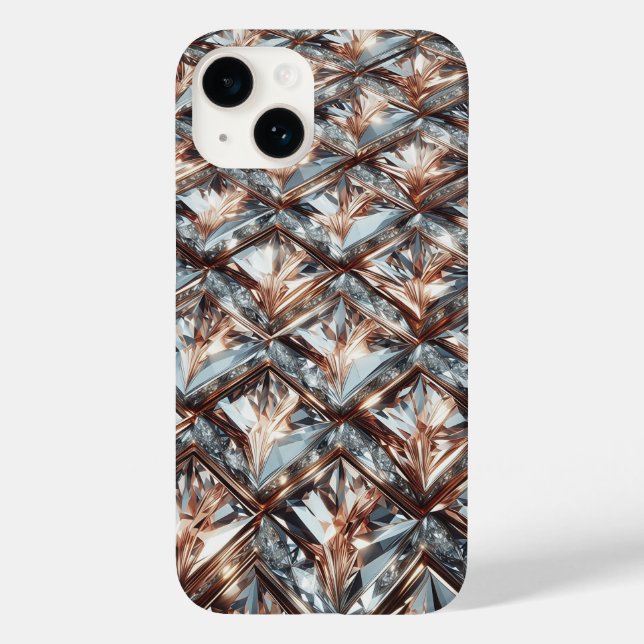 Luxury 3D Geometric Diamond and Rose Gold Mosaic C (Verso)
