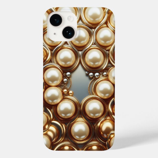 Luxury 3D Golden Spirals and Radiant Cream Pearl S (Verso)
