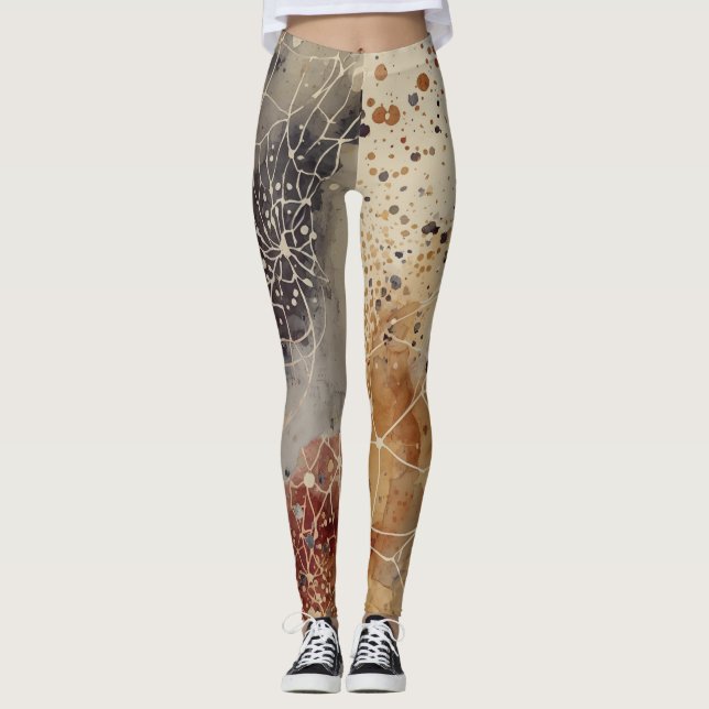 Luxury,Abstract Gold Black Brown Beige Leggings (Frente)