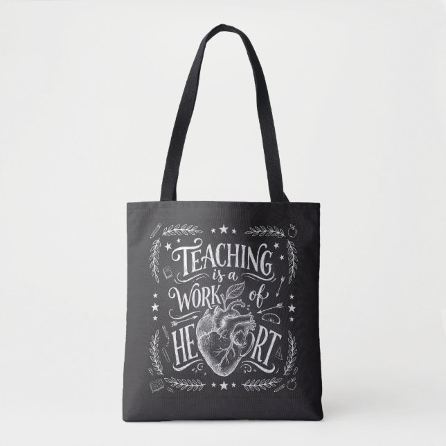 Luxury All-Over-Print Teacher Work of Heart Tote B (Frente)