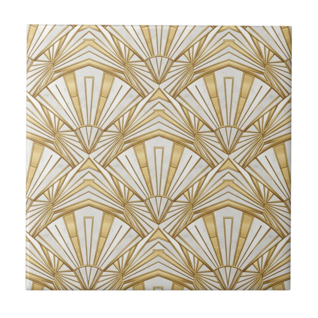 Luxury Art Deco Sunburst Infinite Pattern - Cream  (Frente)