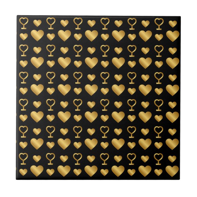 Luxury Black Gold Foil Hearts  (Frente)